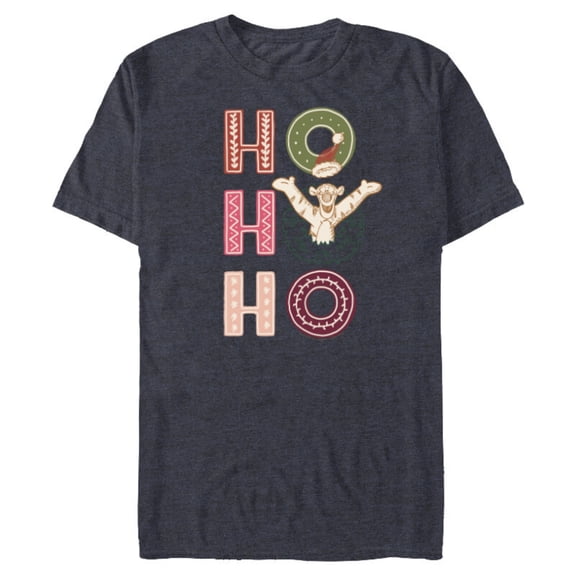Disney Winnie the Pooh Tigger Ho Ho Ho - Short Sleeve Blended T-Shirt for Adults - Customized-Navy Heather