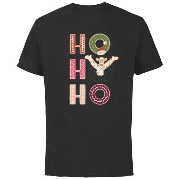 Disney Winnie the Pooh Tigger Ho Ho Ho - Short Sleeve Cotton T-Shirt for Adults - Customized-Black