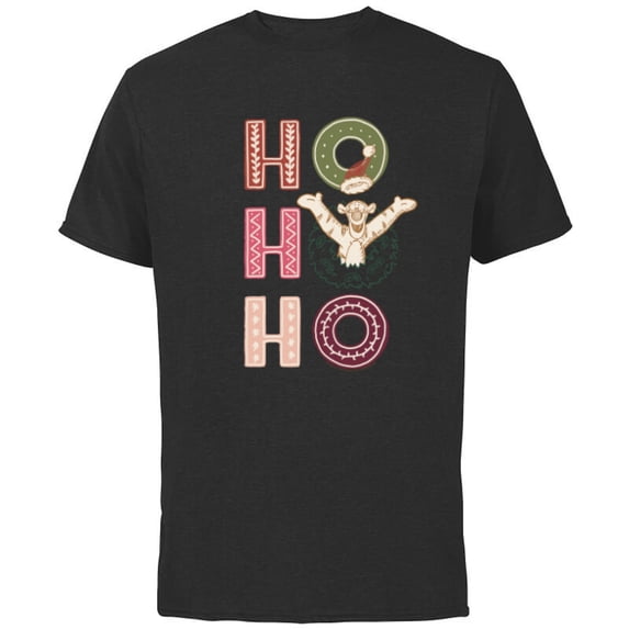 Disney Winnie the Pooh Tigger Ho Ho Ho - Short Sleeve Cotton T-Shirt for Adults - Customized-Black