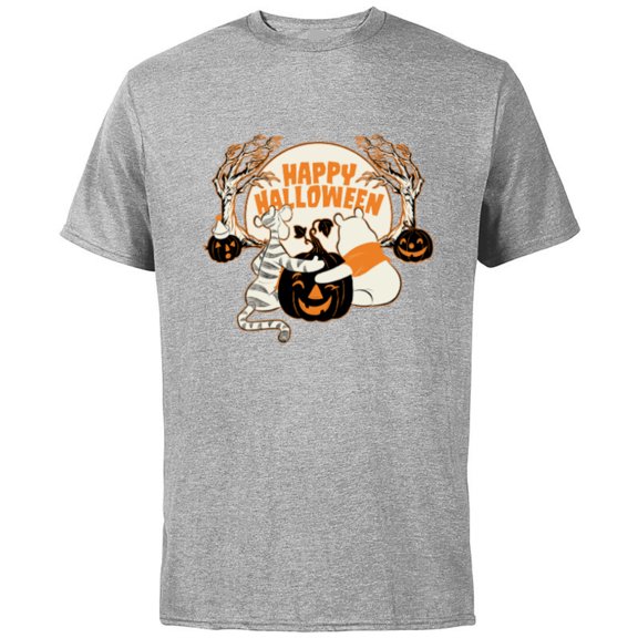 Disney Winnie the Pooh & Tigger Hundred Acre Wood Halloween - Short Sleeve Cotton T-Shirt for Adults - Customized-Athletic Heather