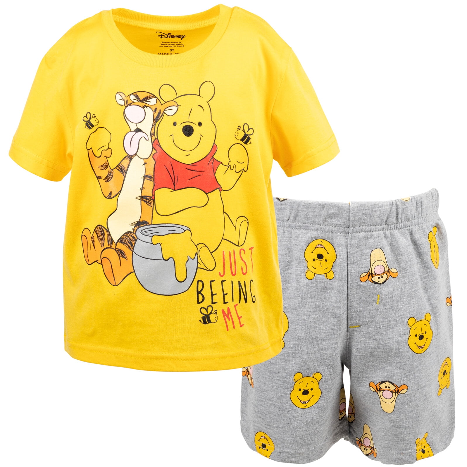 Disney Winnie the Pooh Tigger Infant Baby Boys Graphic T-Shirt French Terry Shorts Set Orange/Gray 18 Months