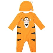 Disney Winnie the Pooh Tigger Infant Baby Boys Snap Cosplay Coverall and Hat Newborn to Infant