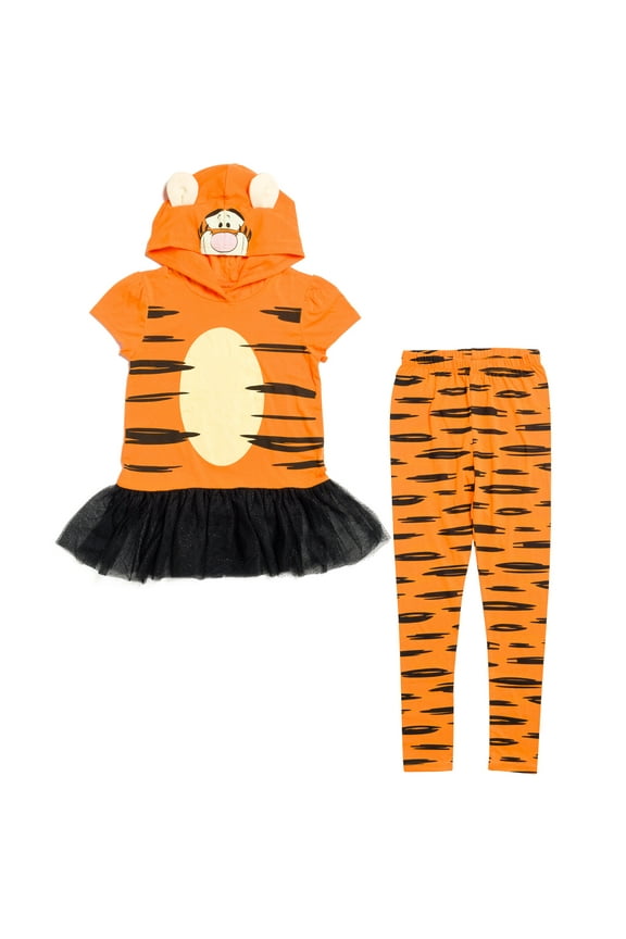Winnie the Pooh Tigger Infant Baby Girls Cosplay T-Shirt Dress and Leggings Infant to Little Kid