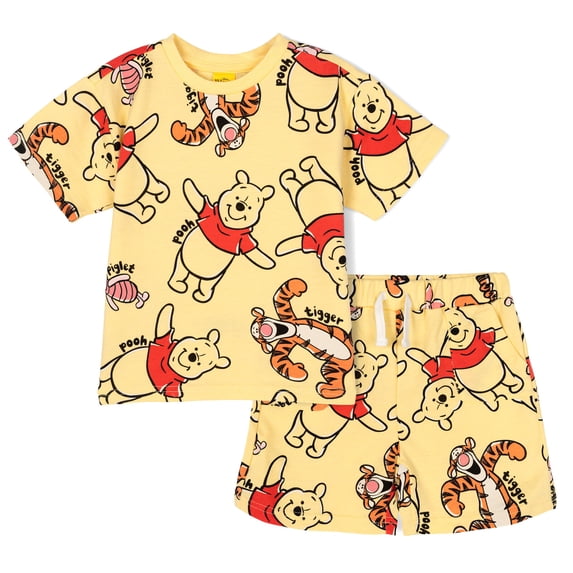 Disney Winnie the Pooh Tigger Piglet French Terry T-Shirt and Shorts Outfit Set Newborn to Little Kid