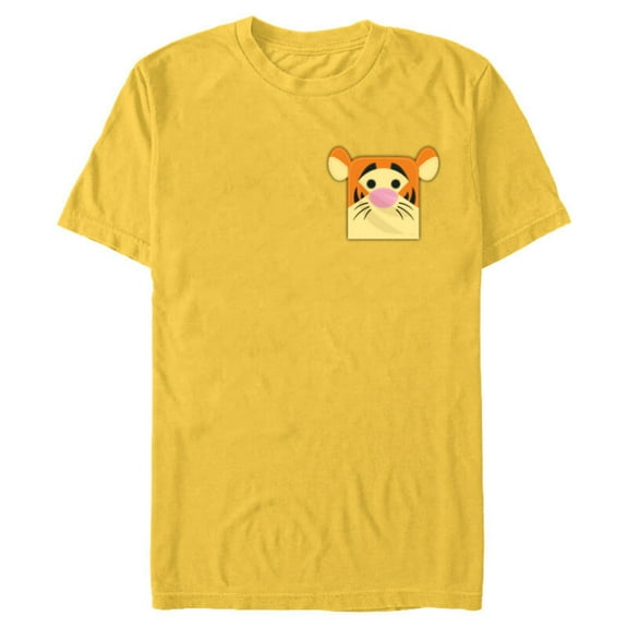 Disney Winnie the Pooh Tigger Small Block Character Pocket - Short Sleeve Blended T-Shirt for Adults - Customized-Yellow