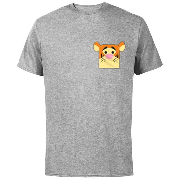 Disney Winnie the Pooh Tigger Small Block Character Pocket - Short Sleeve Cotton T-Shirt for Adults - Customized-Athletic Heather