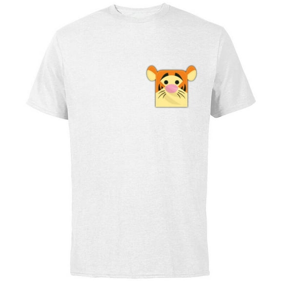 Disney Winnie the Pooh Tigger Small Block Character Pocket - Short Sleeve Cotton T-Shirt for Adults - Customized-White