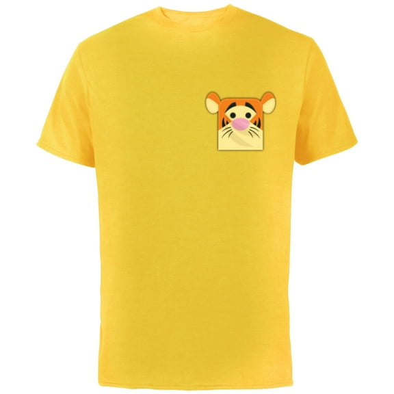 Disney Winnie the Pooh Tigger Small Block Character Pocket - Short Sleeve Cotton T-Shirt for Adults - Customized-Yellow