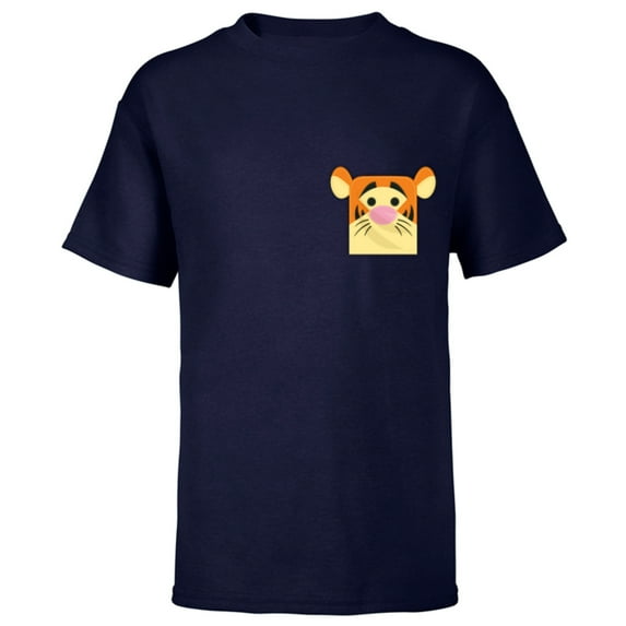 Disney Winnie the Pooh Tigger Small Block Character Pocket - Short Sleeve T-Shirt for Kids - Customized-Navy