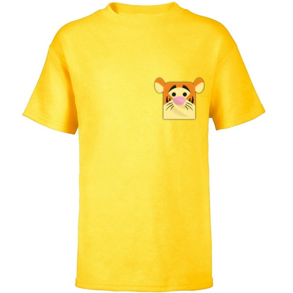 Disney Winnie the Pooh Tigger Small Block Character Pocket - Short Sleeve T-Shirt for Kids - Customized-Yellow
