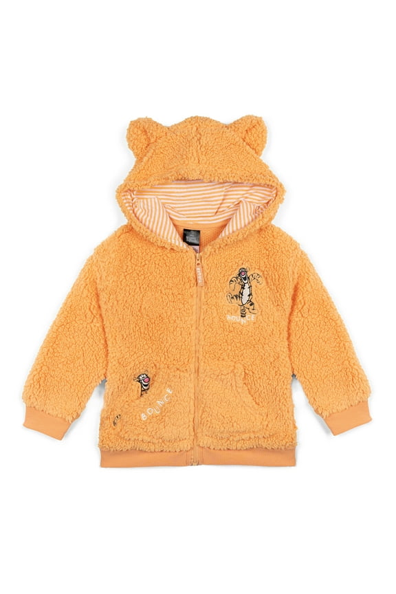 Winnie the Pooh Tigger Toddler Boys Cozy Sherpa Zip Up Hoodie Orange / 4T