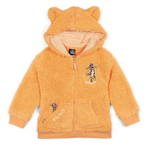 Disney Winnie the Pooh Tigger Toddler Boys Cozy Sherpa Zip Up Hoodie Orange / 5T
