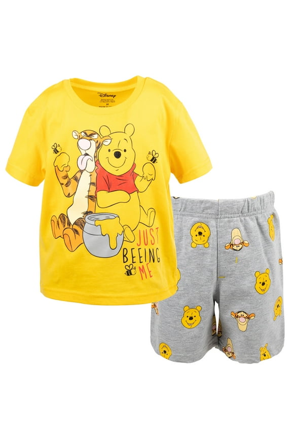 Toddler Boys Winnie the Pooh Tigger T-Shirt French Terry Shorts Set, 2-pcs, 2T, Orange/Gray