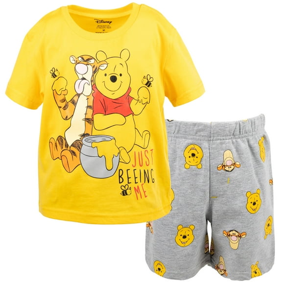 Disney Winnie the Pooh Tigger Toddler Boys Graphic T-Shirt French Terry Shorts Set Orange/Gray 4T