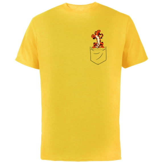 Disney Winnie the Pooh Tigger in My Pocket - Short Sleeve Cotton T-Shirt for Adults - Customized-Yellow