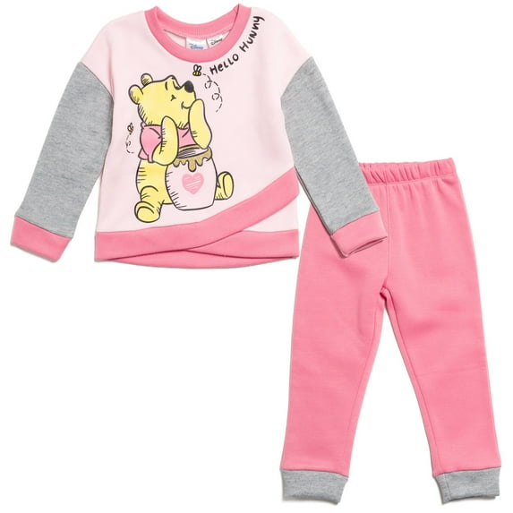 Disney Winnie the Pooh Toddler Girls Fleece Crossover Sweatshirt and Pants Set Infant to Toddler