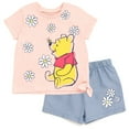 thumbnail image 1 of Disney Winnie the Pooh Toddler Girls T-Shirt and Chambray Shorts Outfit Set Infant to Toddler, 1 of 5