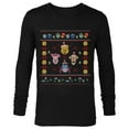 thumbnail image 1 of Disney Winnie the Pooh Ugly Christmas Sweater - Long Sleeve T-Shirt for Men - Customized-Black, 1 of 5