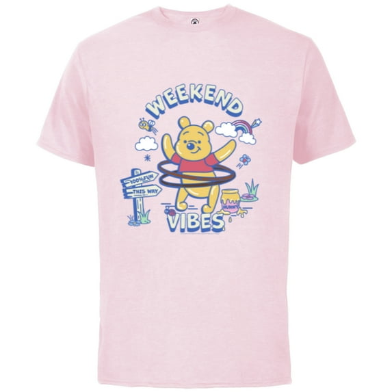 Disney Winnie the Pooh Weekend Vibes Pure Fun - Short Sleeve Cotton T-Shirt for Adults - Customized-Soft Pink