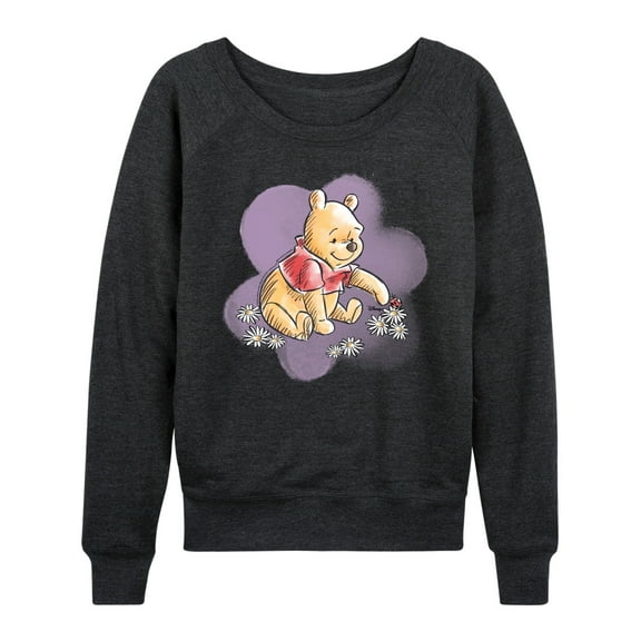 Disney - Winnie the Pooh - Winnie Floral - Women's Lightweight French Terry Long Sleeve Shirt