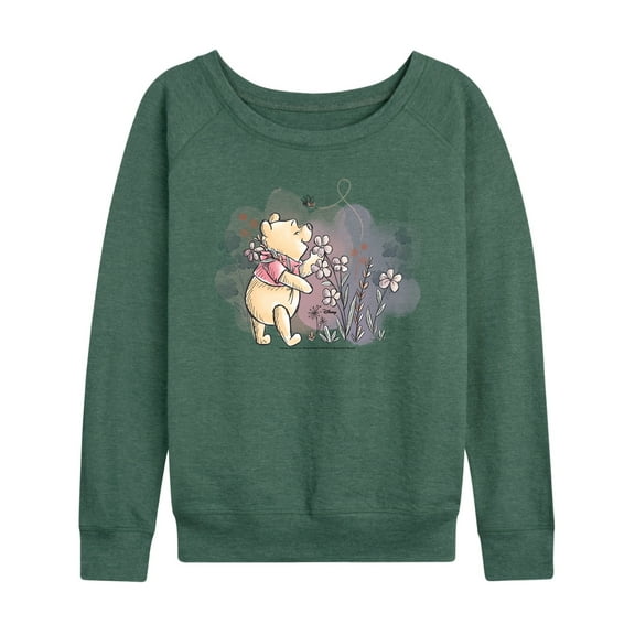 Disney - Winnie the Pooh - Winnie Smell The Flowers - Women's Lightweight French Terry Long Sleeve Shirt