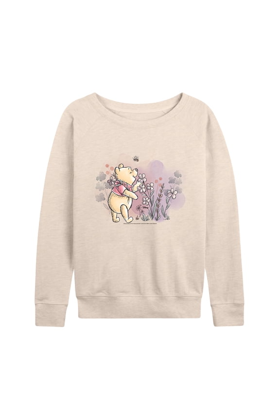 - Winnie the Pooh - Winnie Smell The Flowers - Women's Lightweight French Terry Long Sleeve Shirt