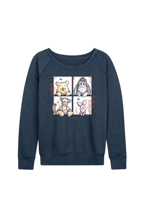 - Character Grid Drawing - Women's Lightweight French Terry Long Sleeve Shirt