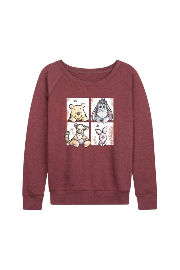 - Character Grid Drawing - Women's Lightweight French Terry Long Sleeve Shirt