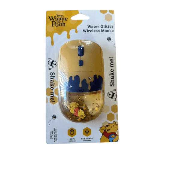 Disney Winnie the Pooh Wireless Mouse Water Glitter Computer Mouse