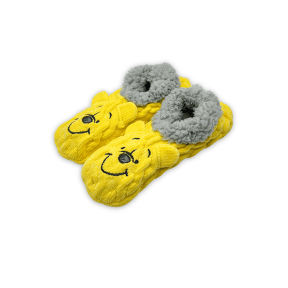 Disney Winnie the Pooh, Women's 3D Cable Knit Chenille Slipper Socks, 1-Pack, Size 4-10