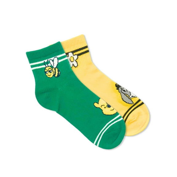 Disney Winnie the Pooh Women's Ankle Socks, 2-Pack, Size 4-10