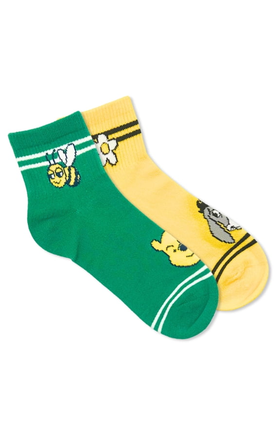 Winnie the Pooh Women's Ankle Socks, 2-Pack, Size 4-10