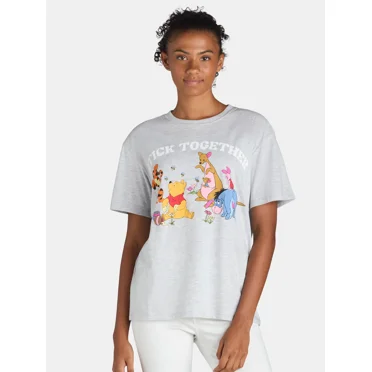 Disney Winnie the Pooh Women's Graphic Tee with Short Sleeves