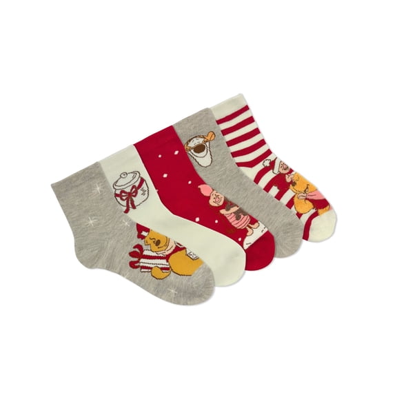 Disney Winnie the Pooh Women's Holiday Capri Socks, 5-Pack, Size 4-10