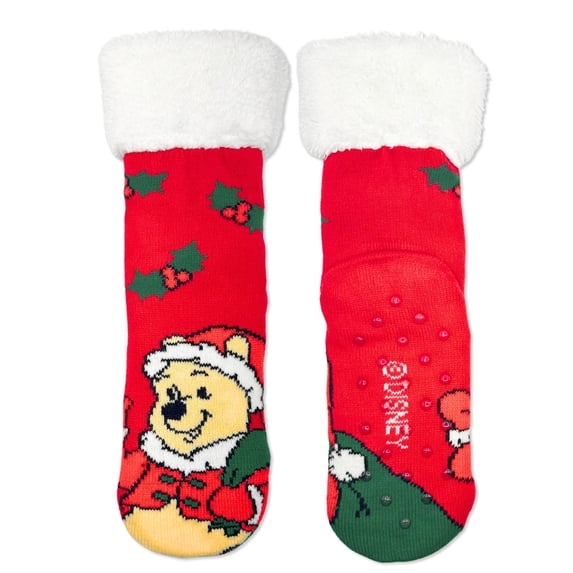 Disney Winnie the Pooh Women's Holiday Slipper Socks, 1-Pack, Size 4-10