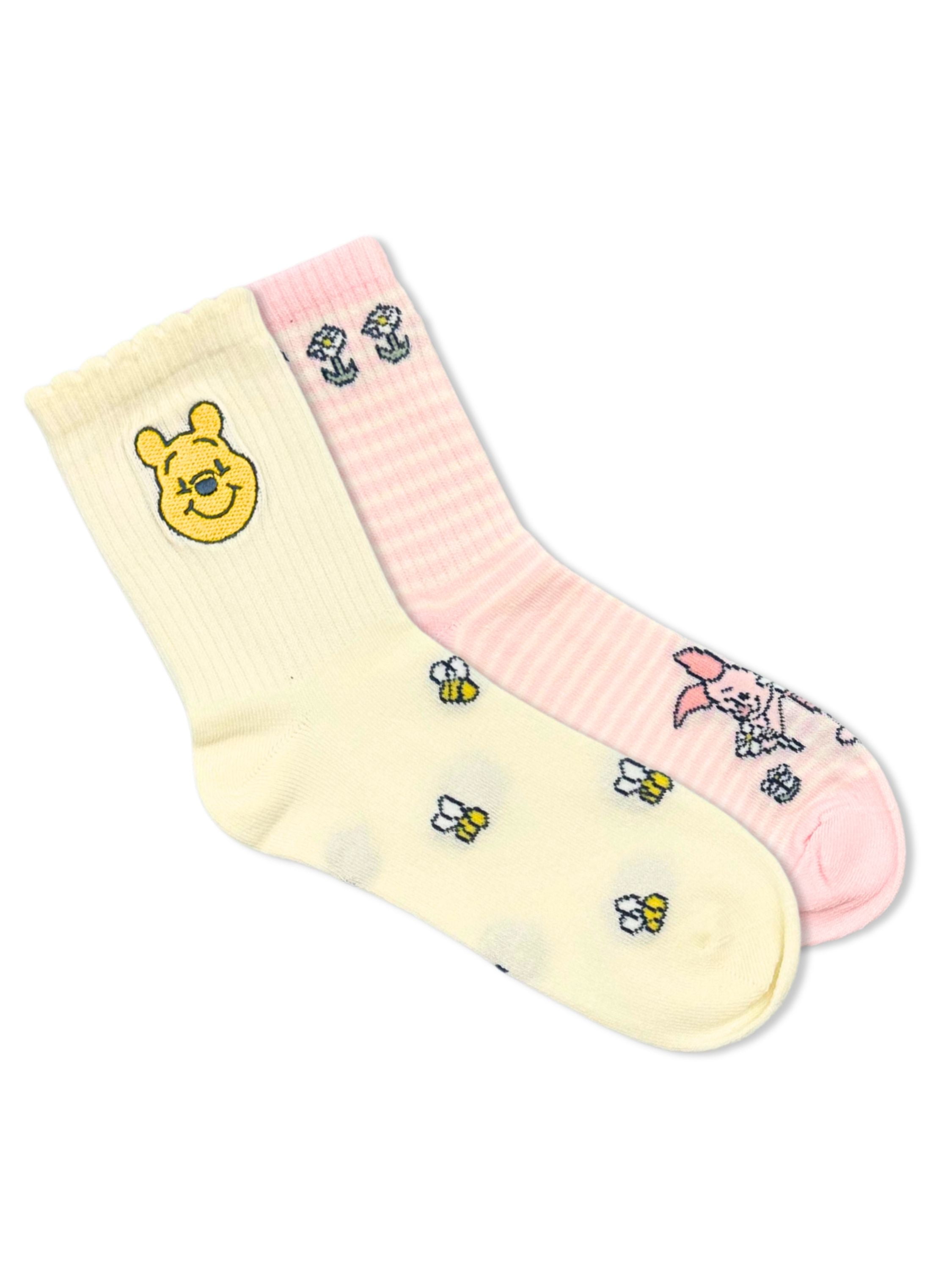 Disney Winnie the Pooh Women's Mid-Crew Socks, 2-Pack, Size 4-10