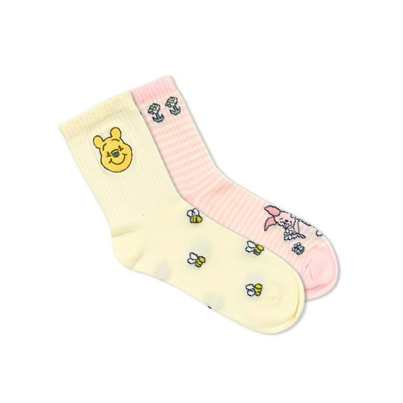 Disney Winnie the Pooh Women's Mid-Crew Socks, 2-Pack, Size 4-10
