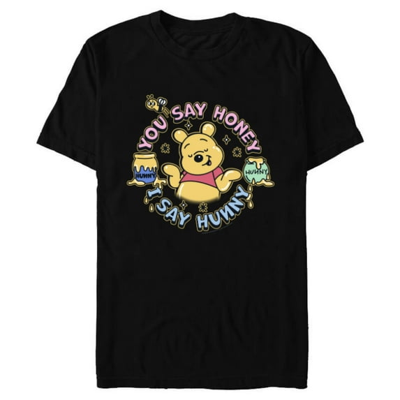 Disney Winnie the Pooh You Say Honey, I Say Hunny Funny - Short Sleeve Blended T-Shirt for Adults - Customized-Black