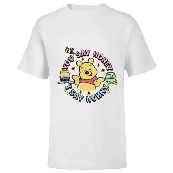 Disney Winnie the Pooh You Say Honey, I Say Hunny Funny - Short Sleeve T-Shirt for Kids - Customized-White