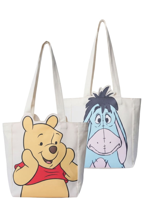 Winnie the Pooh and Eeyore Die-Cut Canvas Tote Bag (2 Pack Set)