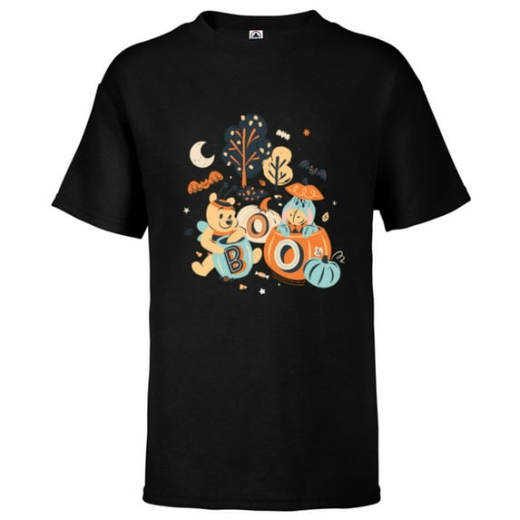 Disney Winnie the Pooh and Eeyore Halloween Boo - Short Sleeve T-Shirt for Kids - Customized-Black