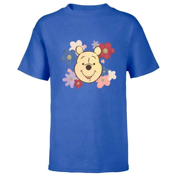 Disney Winnie the Pooh and Flowers Too - Short Sleeve T-Shirt for Kids - Customized-Royal