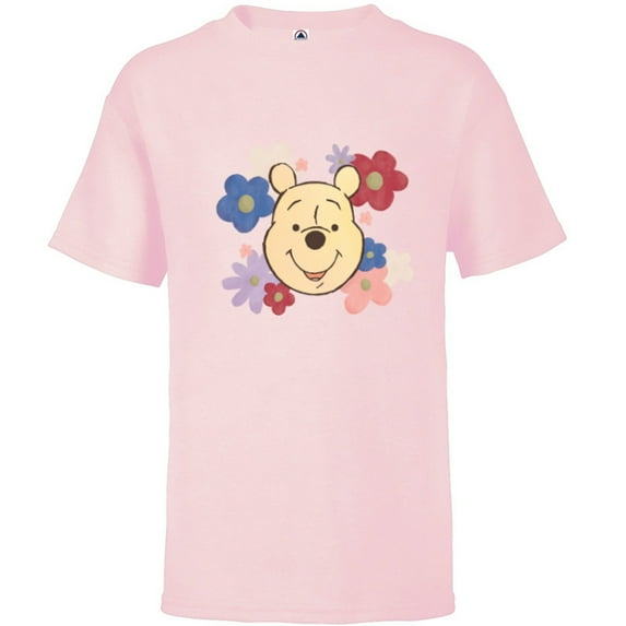Disney Winnie the Pooh and Flowers Too - Short Sleeve T-Shirt for Kids - Customized-Soft Pink