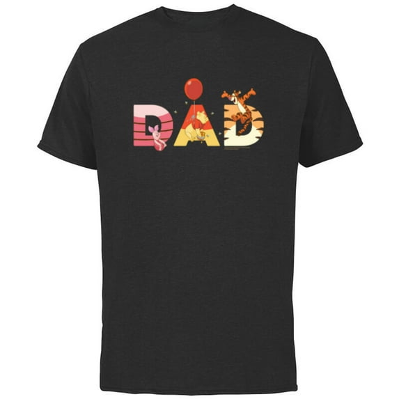Disney Winnie the Pooh and Friends Dad Father’s Day Birthday - Short Sleeve Cotton T-Shirt for Adults - Customized-Black