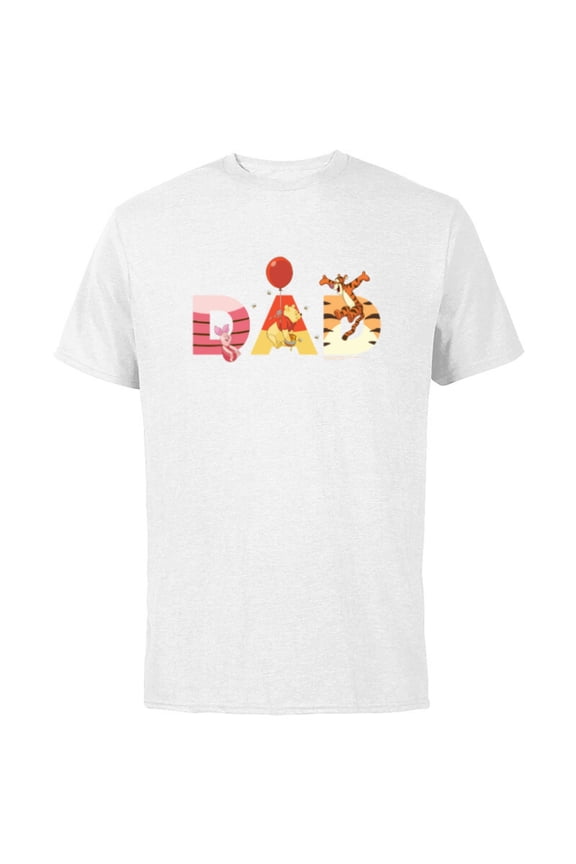 Winnie the Pooh and Friends Dad Father’s Day Birthday - Short Sleeve Cotton T-Shirt for Adults - Customized-White