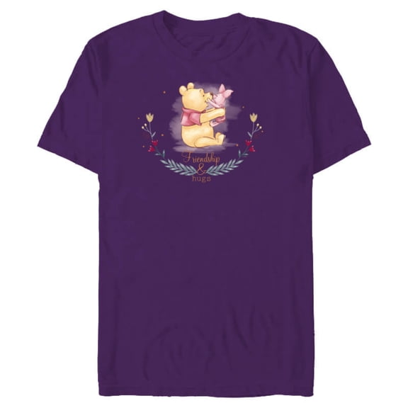 Disney Winnie the Pooh and Piglet Friendship and Hugs - Short Sleeve Blended T-Shirt for Adults - Customized-Purple