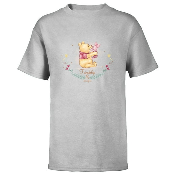 Disney Winnie the Pooh and Piglet Friendship and Hugs - Short Sleeve T-Shirt for Kids - Customized-Athletic Heather