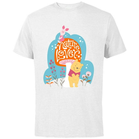 Disney Winnie the Pooh and Piglet Nature Lover - Short Sleeve Cotton T-Shirt for Adults - Customized-White
