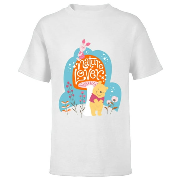 Disney Winnie the Pooh and Piglet Nature Lover - Short Sleeve T-Shirt for Kids - Customized-White