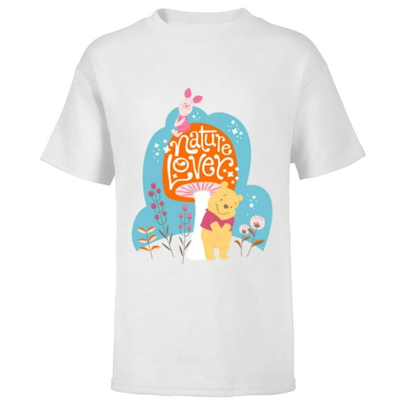 Disney Winnie the Pooh and Piglet Nature Lover - Short Sleeve T-Shirt for Kids - Customized-White